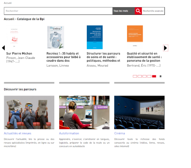 Le nouveau catalogue public de la Bpi rendu sur l'interface publique