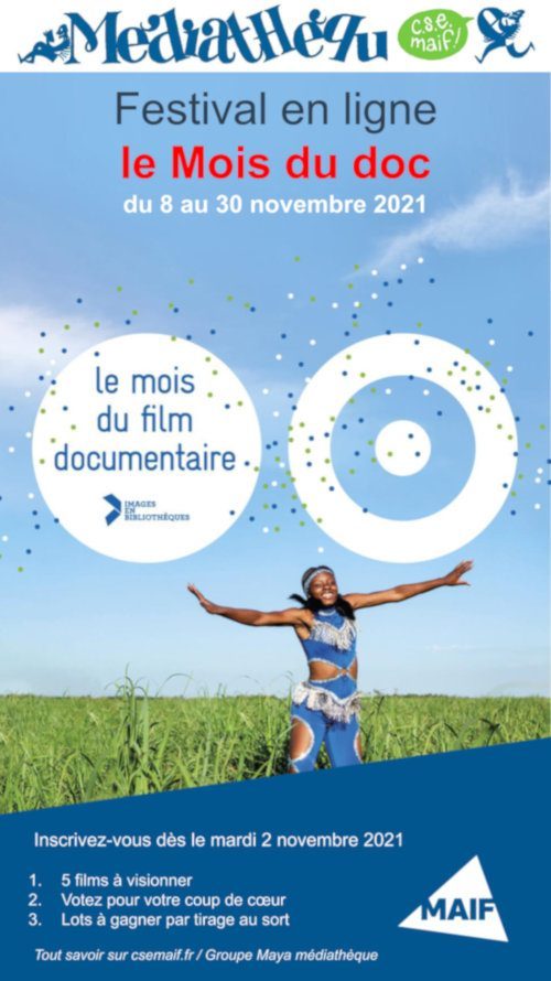 Affiche du Mois du film documentaire avec Les yeux doc à la Maif