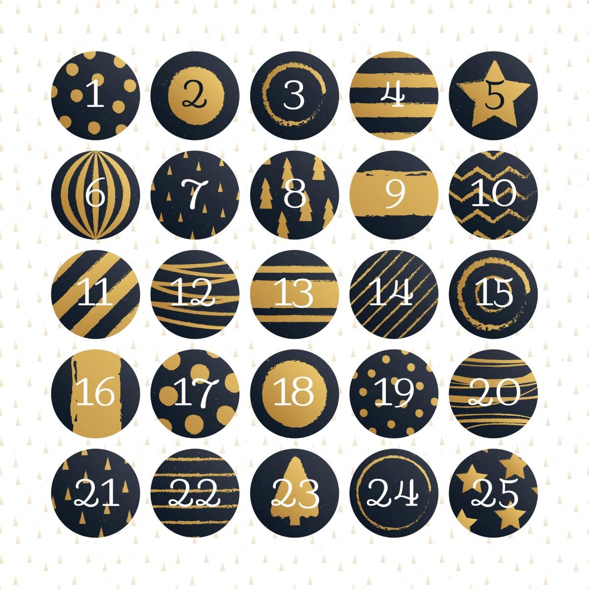 Image d'un calendrier de l'avent constitué de boules numérotées