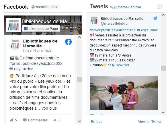 Tweet et FB yeux doc Marseille