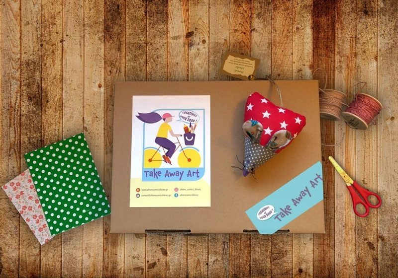 Boîte en carton contenant un kit de matériel créatif