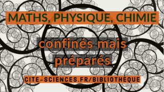 Visuel d'une sélection documentaire de la BSI en mathématiques, physique et chimie intitulée "confinés mais préparés"