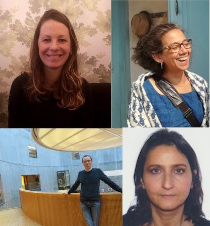Portraits de trois femmes et d'un homme, membres du jury des bibliothèques