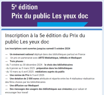 Formulaire d'inscription prix du public Les yeux doc.